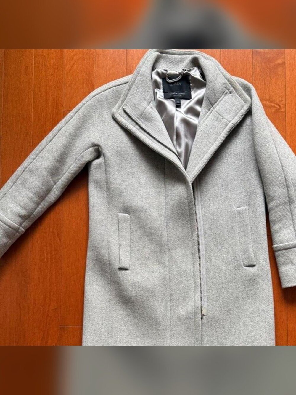J.Crew Stadium Cloth by Nello Gori Cocoon Coat - Grey Herringbone 00P